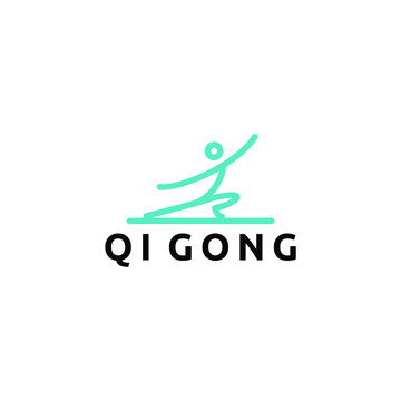 qi gong nature relaxation traditional sport work out logo design 
