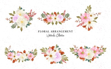 Set Of Watercolor Floral Arrangement