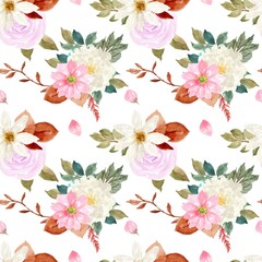Colorful Spring Watercolor Floral Seamless Pattern
