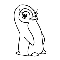 Beautiful penguin character animal illustration cartoon contour coloring