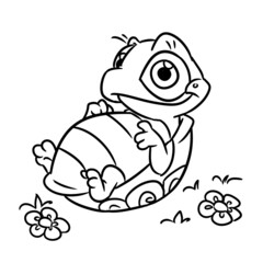 Little turtle character animal illustration cartoon contour coloring