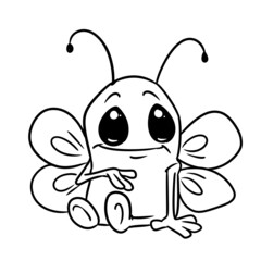 small insect character animal firefly illustration cartoon contour coloring
