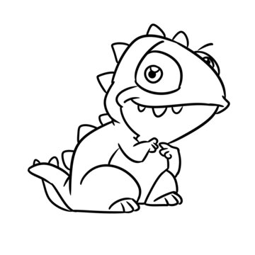 Little dinosaur character animal illustration cartoon contour coloring