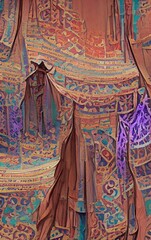 Fabric folds ethnic ornament boho folk clothes