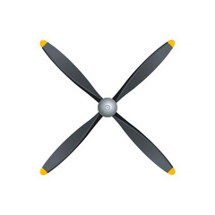 Plane blade propeller, vector airplane wood engine logo icon. Aircraft 4 propeller fan - obrazy, fototapety, plakaty