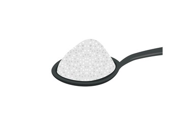 Sugar pile on teaspoon. Simple flat illustration.