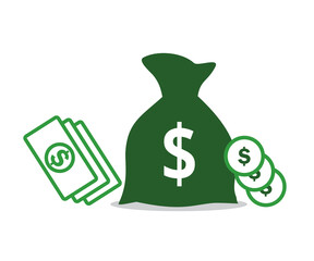 money bag bills savings coins capital