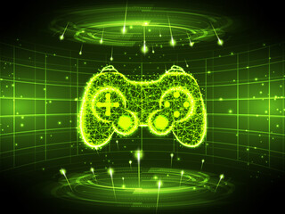 2d illustration game joystick in digital background