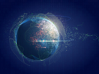 2d illustration global network digital background