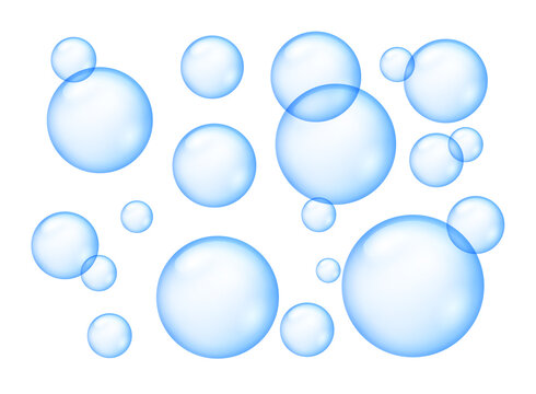 Blue Bubble Gum Vector Soap Fizz. Blue Bubble Isolated 3d Chewing Gum Foam Balloon