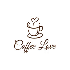 Coffee Love Logo Design.  Good for cafes, coffee shops, restaurants, and bars. Vector art illustration