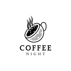 Moon Coffee Logo Design. Good for cafes, coffee shops, restaurants, and bars. Vector art illustration