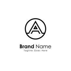 Letter A Logo Design with Outlined Style Isolated on White Background, Simple Circle A Logo Inspiration Template Vector