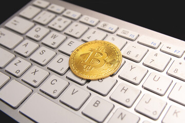 Close up of bitcoin, crypto currency
