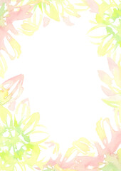 Fototapeta na wymiar 水彩で描いた淡い花のフレーム