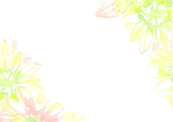 水彩で描いた淡い花のフレーム