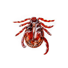 Tick Insect Isolated on White. Encephalitis Virus or Lyme Borreliosis Disease Infectious Dermacentor Tick or Mite Arachnid Parasite Macro.