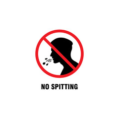 no spitting warning sign illustration design, no spitting symbol with red forbidden sign template vector