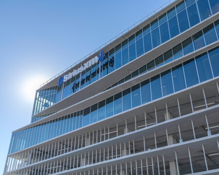 Los Angeles, CA, USA - February 18, 2022: Exterior of Sirius XM west coast headquarters in Los Angeles, CA.