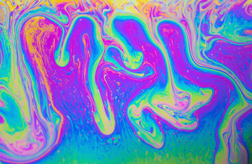 Colorful and mysterious abstract patterned soap bubbles