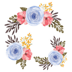 watercolor floral arrangement set paint element