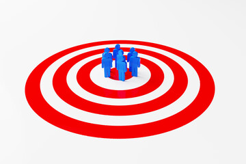 Fototapeta na wymiar Customer target audience marketing strategy. Social media user marketing. People icon target group and aiming. 3d rendering