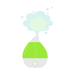 Vector illustration of a green humidifier for home in cartoon style.