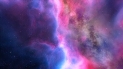nebula gas cloud in deep outer space, science fiction illustrarion, colorful space background with stars 3d render