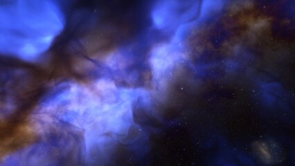 nebula gas cloud in deep outer space, science fiction illustrarion, colorful space background with stars 3d render