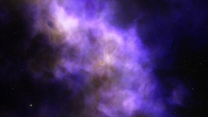 nebula gas cloud in deep outer space, science fiction illustrarion, colorful space background with stars 3d render