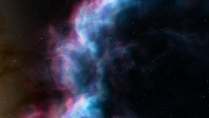 Plakat nebula gas cloud in deep outer space, science fiction illustrarion, colorful space background with stars 3d render