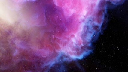 nebula gas cloud in deep outer space, science fiction illustrarion, colorful space background with stars 3d render