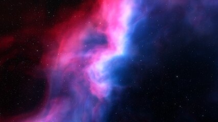 nebula gas cloud in deep outer space, science fiction illustrarion, colorful space background with stars 3d render
