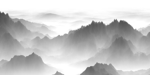 mountains in the fog