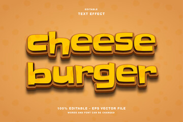 Cheese burger 3d cartoon style editable text effect