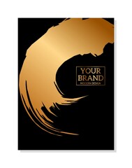 The modern cover design is arranged with gold scribbles on a black background. Luxury creative premium background. Formal simple vector templates for business brochures, certificates, invitations