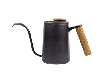 Black steel kettle solated on white background with clipping path