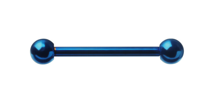 Piercing jewelry. Straight barbell isolated on white