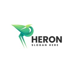 Vector Logo Illustration Heron Gradient Colorful Style.