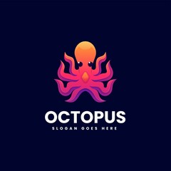 Vector Logo Illustration Octopus Gradient Colorful Style.