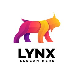 Vector Logo Illustration Lynx Gradient Colorful Style.