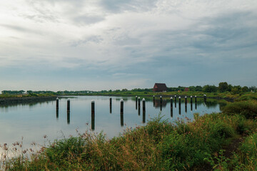 Morning View at New Marina Boom beach in Banyuwangi, East Java, Indonesia.