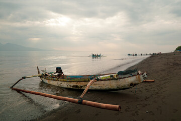 Obraz premium Morning Vibe at local beach in Banyuwangi, Indonesia.