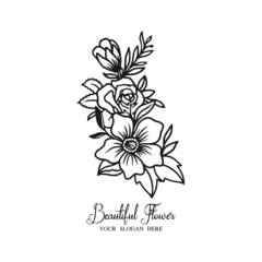 Flower logo vector, beauty flower logo icon art illustration