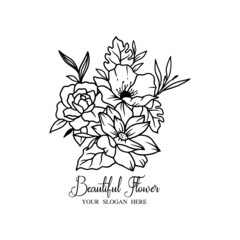 Flower logo vector, beauty flower icon art, elegant art illustration