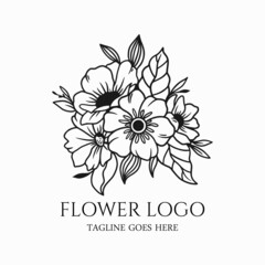 Flower logo vector, flower symbol illustration, floral greeting card