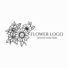 Flower logo vector, abstract floral design, flower icon art illustration
