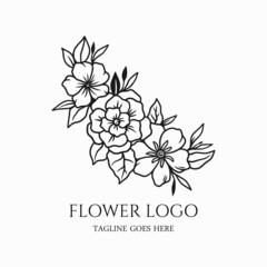 Flower logo design, floral logo vector, flower icon art illustration