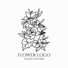 Flower logo vector, beauty flower illustration, abstract floral element