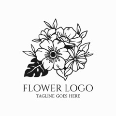 Flower logo vector, beauty flower icon company, abstract floral design illustration